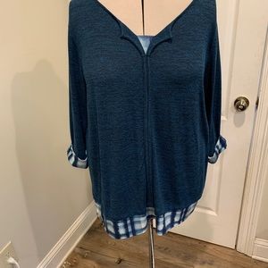 Layered look light sweater